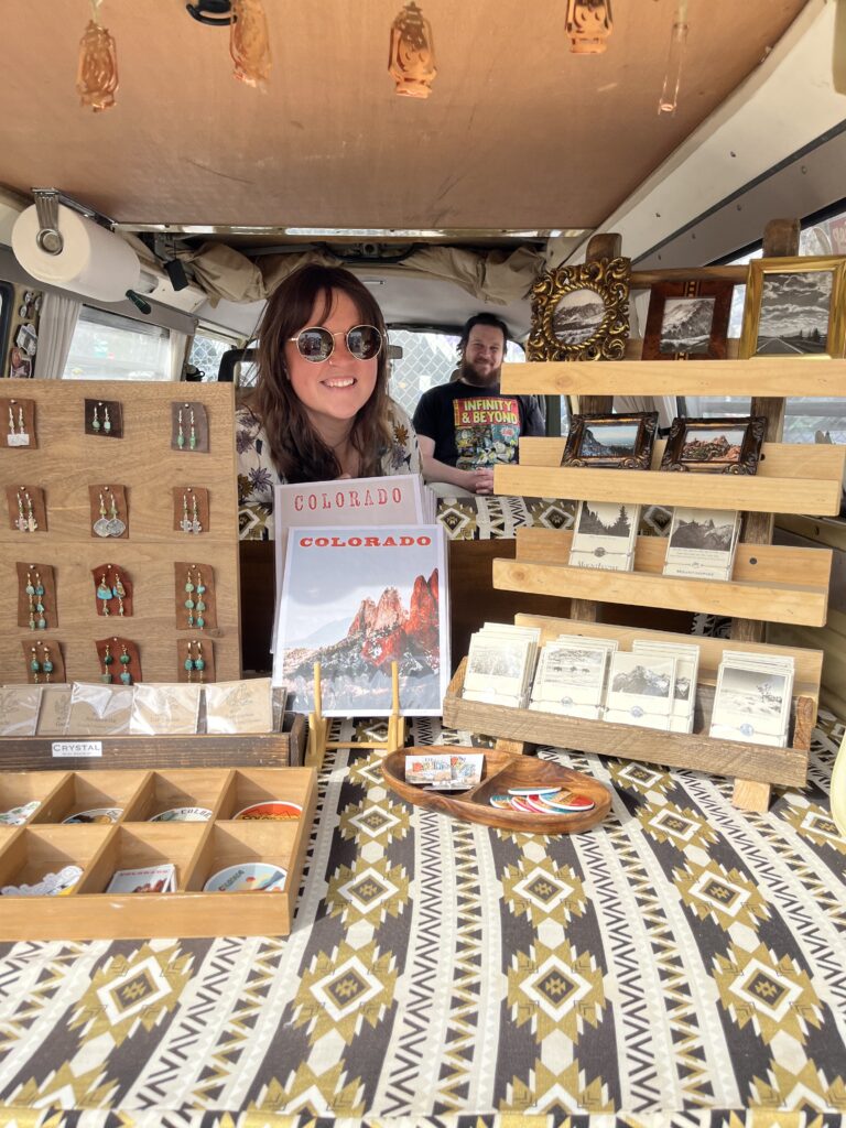 Mountinspire in their vintage VW van, selling upcycled jewelry