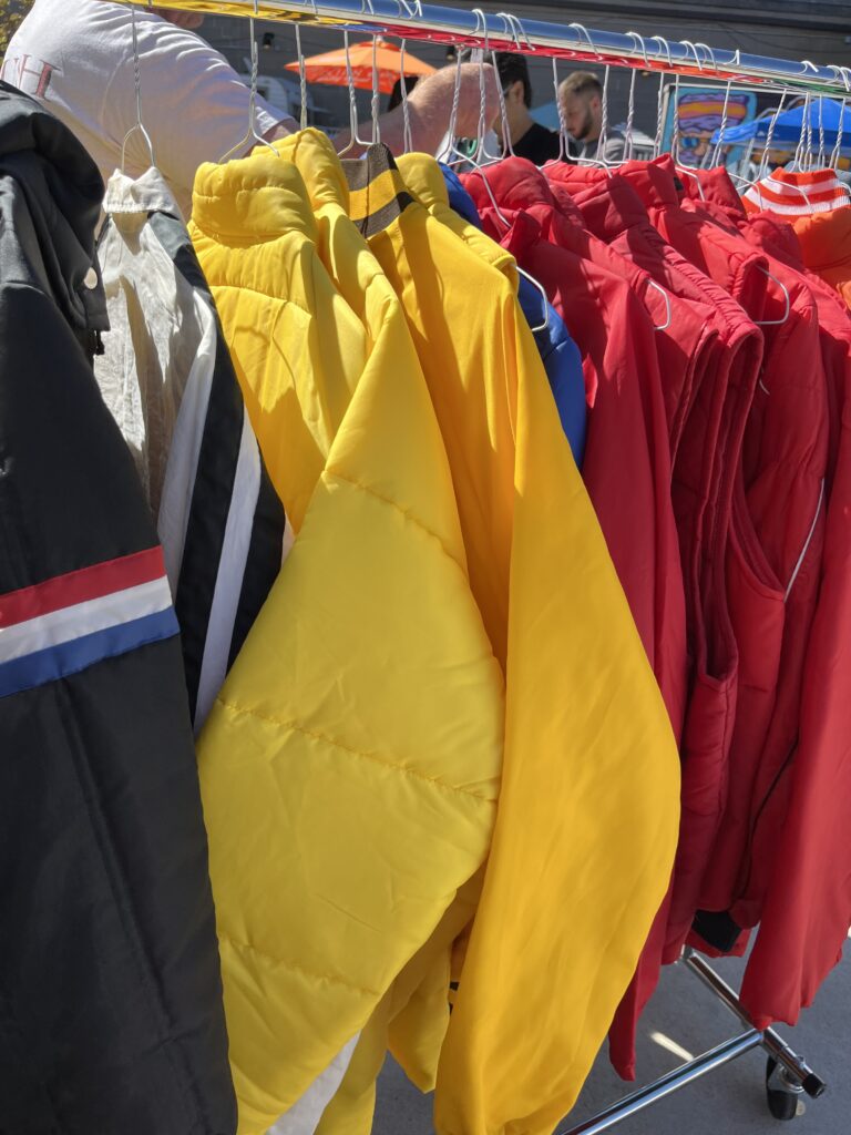 Colorful selection of vintage jackets